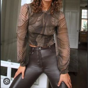 Wilfred Sheer Brown and Black Swirl Top